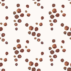 Seamless watercolor pattern with allspice on the white