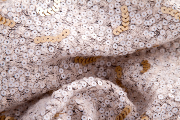 Cream weaved fabric with sequin