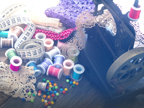 sewing arrangement in retro style