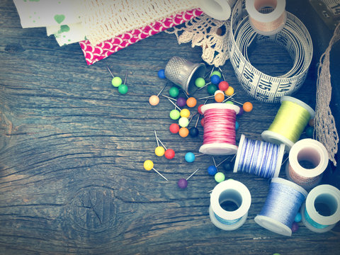 sewing arrangement in retro style