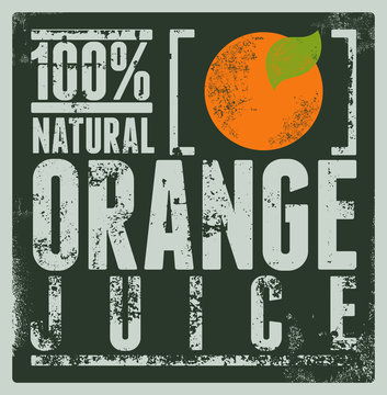 Typographic retro grunge orange juice vector poster.