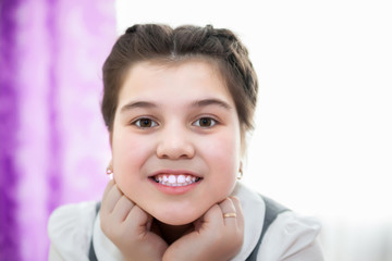  girl  in   home interior.