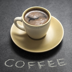 cup of fresh coffee on table