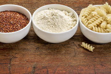 quinoa grain, flour and pasta