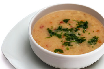 Vegetable soup with meatballs and potato