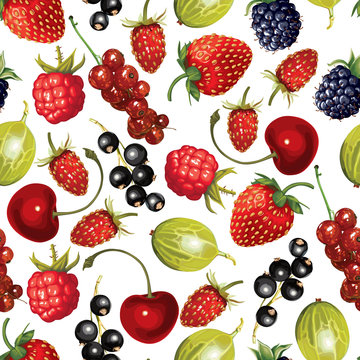 Cartoon ripe berries pattern seamless