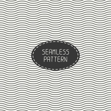 Geometric monochrome seamless wavy lines pattern. Irregular
