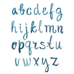 Colorful watercolor aquarelle font type handwritten hand drawn