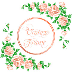 Vintage frame with roses