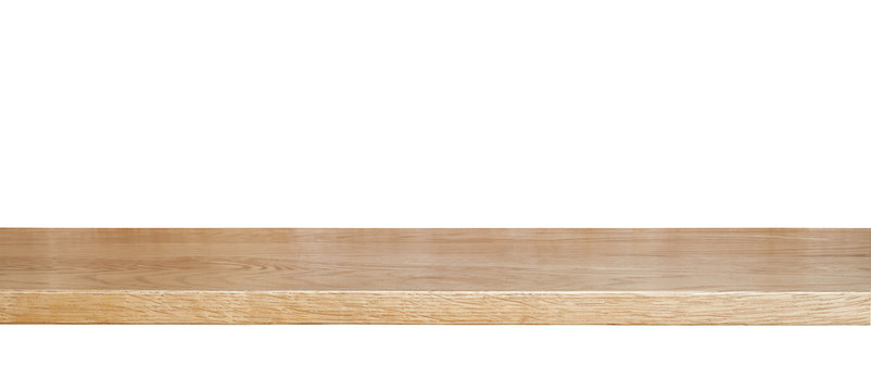 wooden shelf isolated on a white background