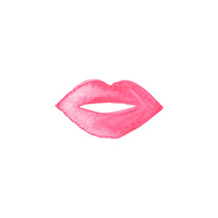 Watercolor painted lips, aquarelle. Vector illustration. Hand