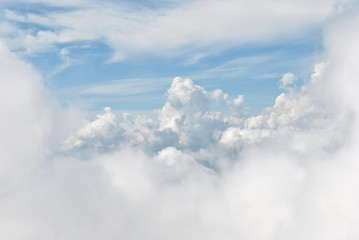 White clouds in the sky.