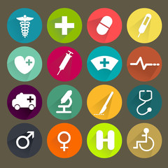 Flat medical icons set..