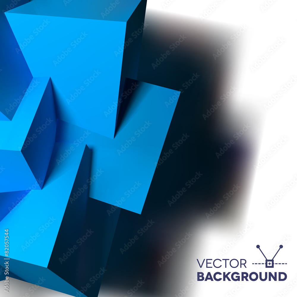 Poster Abstract background with overlapping blue cubes