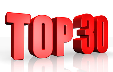 Top 30 - 3d illustration on white background