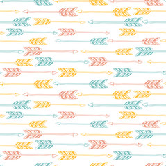 Abstract geometric seamless pattern. Ethnic decorative background with arrows.