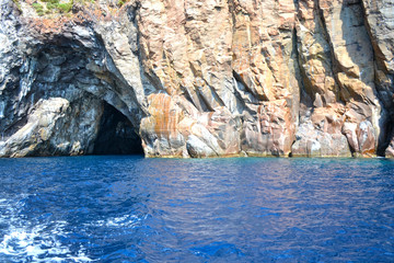 beautiful blue grotto in coast ustica