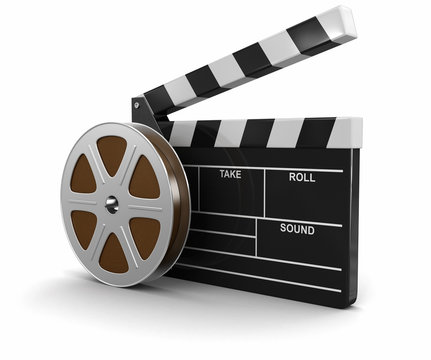 Film Reel and Clapboard (clipping path included)