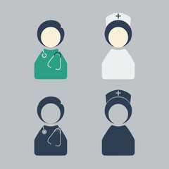 doctor and nurse icon vector