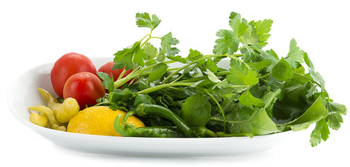 Side salad  traditionally served with kebab isolated