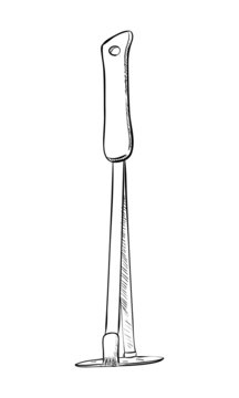 black and white garden trowel sketch clip art preview