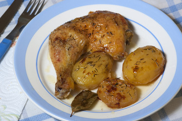 roasted chicken with potatos