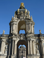 Fototapeta na wymiar Arched tower of Crown Gate, Zwinger in Dresden, Saxony, Germany.