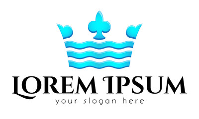 Logo template, water crown, waves crown, vector