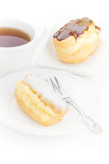 Chocolate eclair dessert powdered sugar