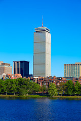 Boston from Harvard Bridge in Charles River