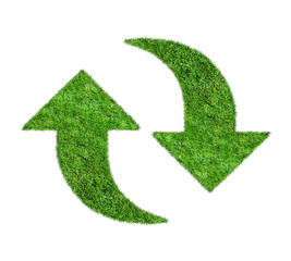 Obraz premium Recycle sign with grass isolated