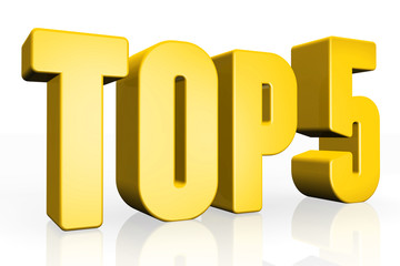 Top 5 - 3d illustration on white background