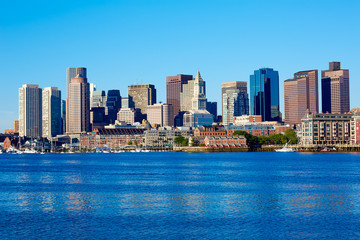 Fototapeta na wymiar Boston Massachusetts skyline from Harbor