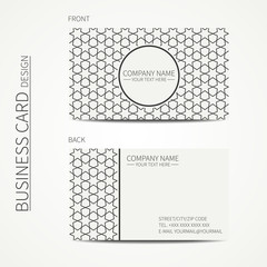 Geometric lattice monochrome business card template with stars