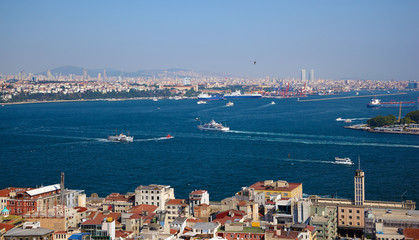 Naklejka na ściany i meble The crossroad of Bosphorus strait and Golden Horn in Istanbul