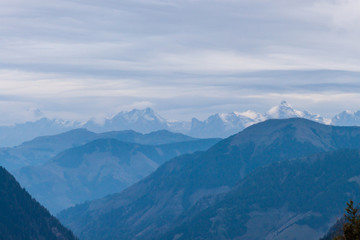 Naklejka na ściany i meble panorama of mountain peaks
