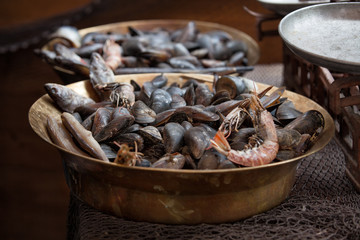 Traditional asian fish market