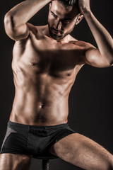 Fototapeta na wymiar The Muscular Young Sexy Naked Cute Man