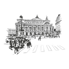 Naklejka premium Opera Garnier, Paris, France. Vector illustration