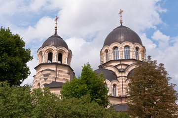 Fototapeta na wymiar Our Lady of the Sign Church, the orthodox church in Vilnius