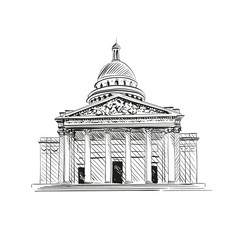 Pantheon in Paris, France. Vector illustration