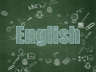 Education concept: English on School Board background