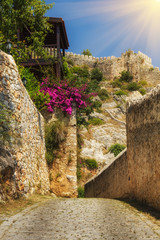The old fortress in Alanya: paths around the fortress terrain.