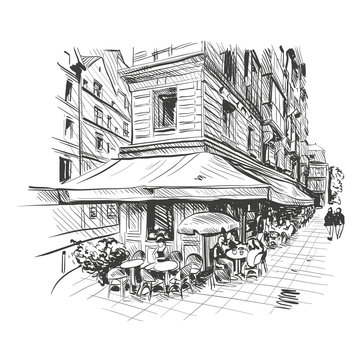 Paris outdoor cafe, vector illustration