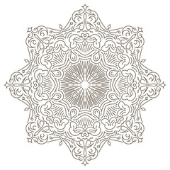 Abstract vector round lace design in mono line style - mandala,