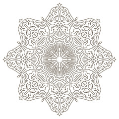 Abstract vector round lace design in mono line style - mandala,