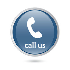 blue glossy web icon. call us icon phone sign. 