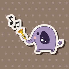animal elephant playing instrument cartoon theme elements