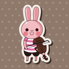 animal rabbit playing instrument cartoon theme elements