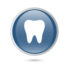 blue glossy web icon. tooth icon, icon.